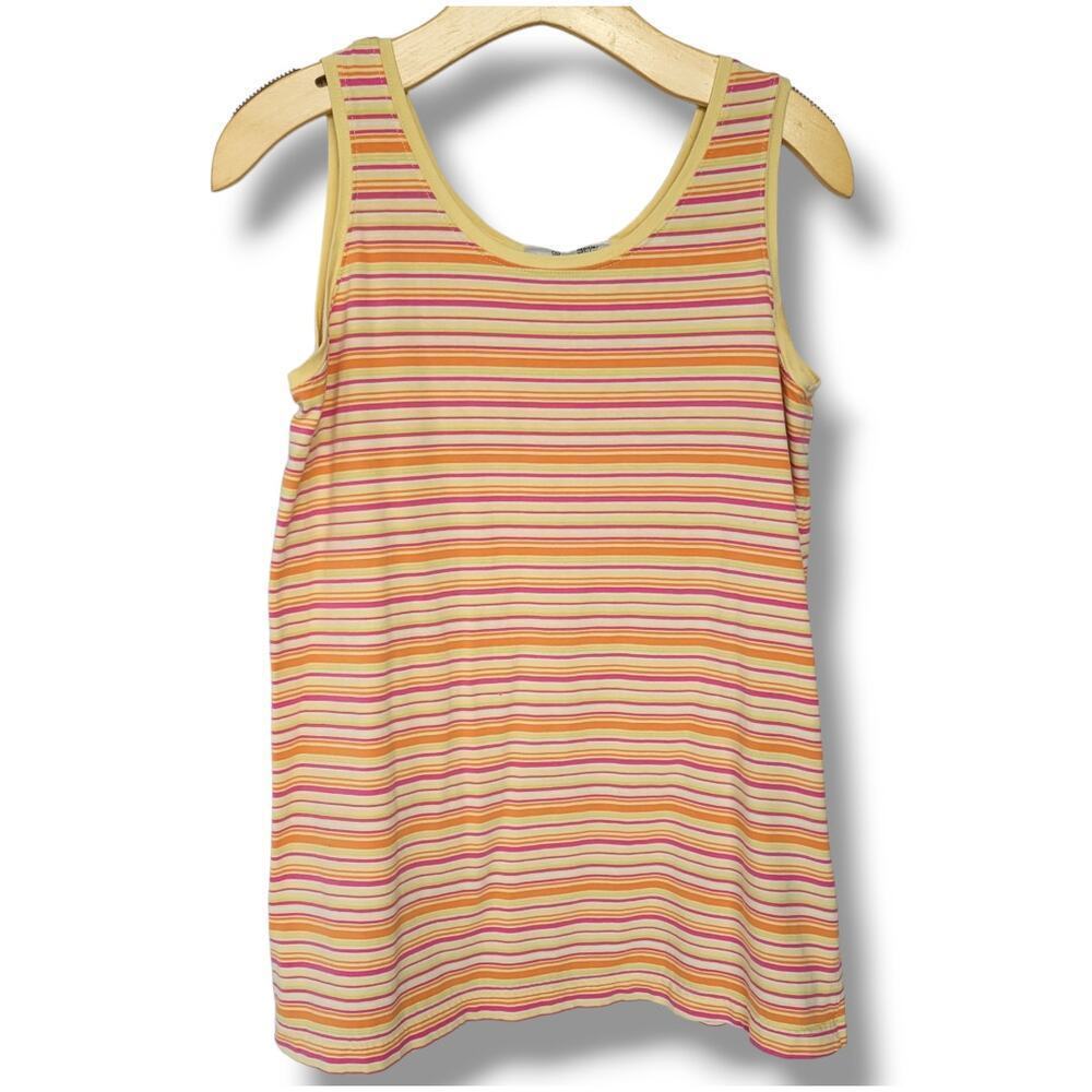 ✳️5/$15 - Duo Maternity Women's Orange Striped sleeveless shirt - medium